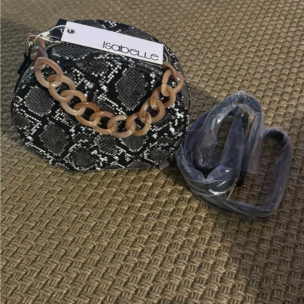 Isabelle Snakeskin Pattern Bag with Chain